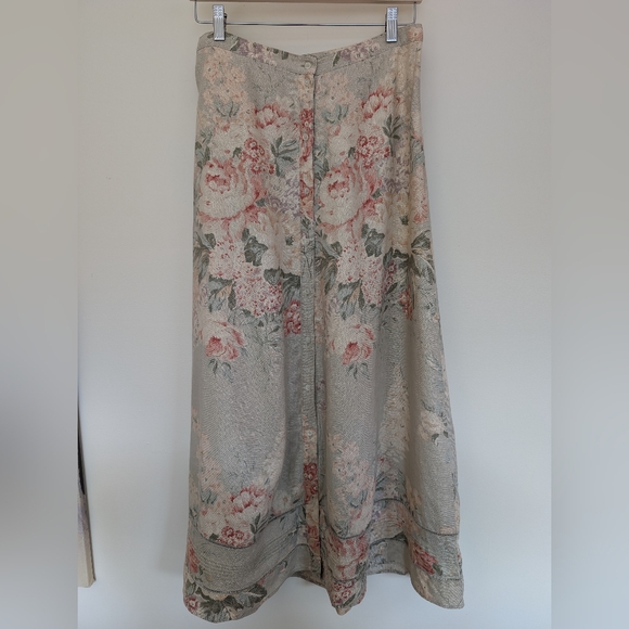 Vintage 90s Lauren Ralph Lauren Linen Floral Print Skirt Small Medium - Picture 3 of 9
